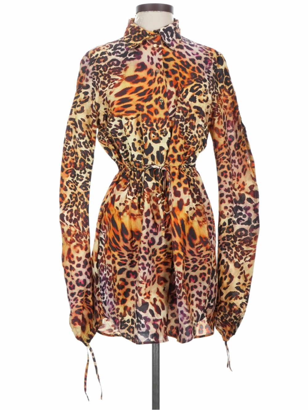 NWT LITA by Ciara Leopard Print Silk Cotton Tunic Blouse Size S